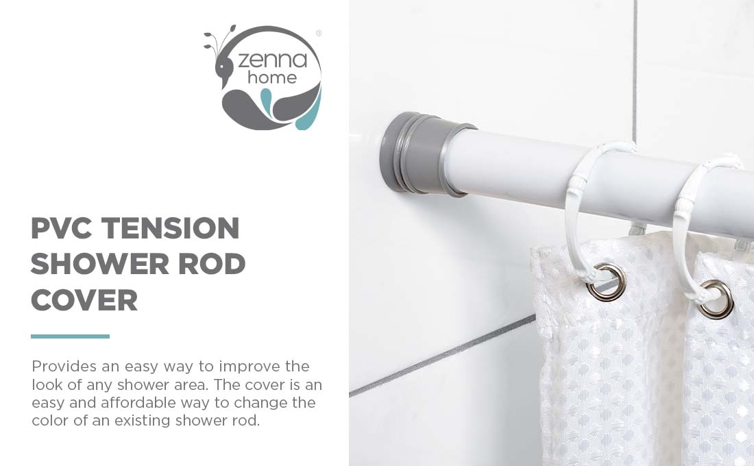 Zenna Home 36 in. 60 in. PVC Tension Shower Rod Cover in White 600W